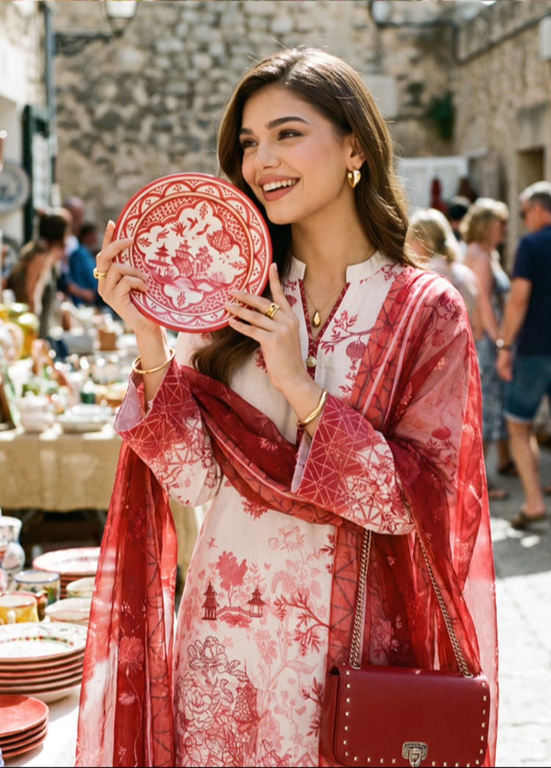 Bella Vacanza by Sahane RTW Printed Poly 3 Piece Suit PY7007 Casual Collection