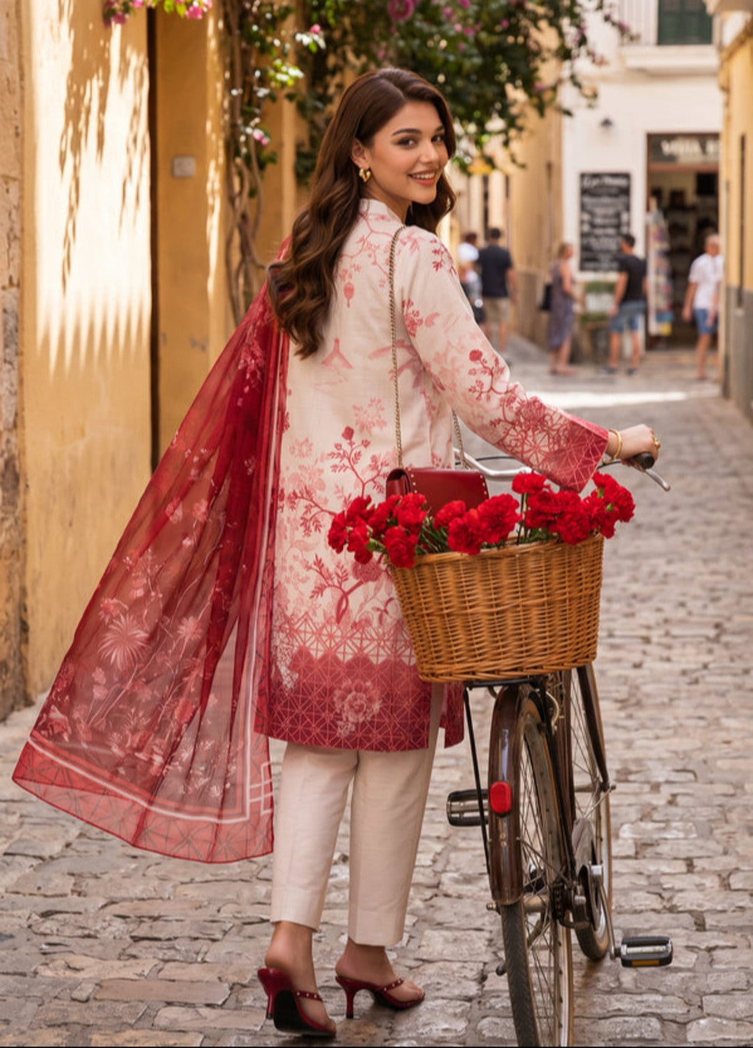 Bella Vacanza by Sahane RTW Printed Poly 3 Piece Suit PY7007 Casual Collection