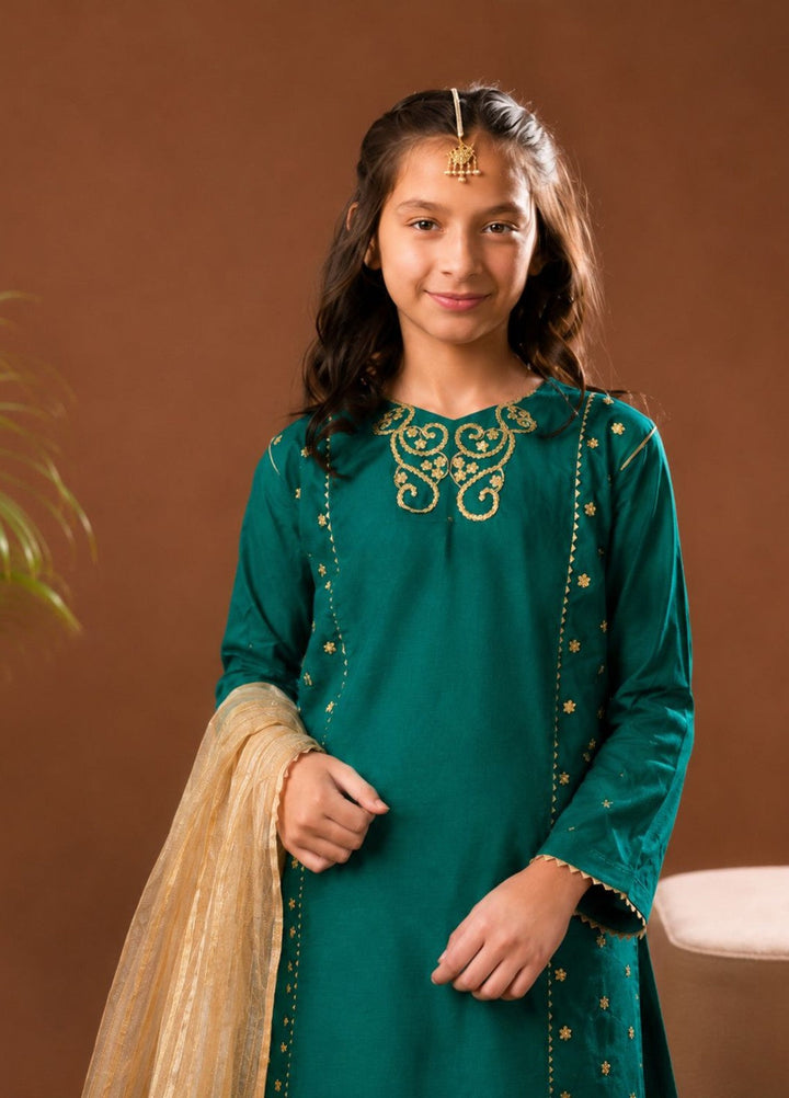 Senorita Kids RTW Hand work Viscose Raw Silk 3 Piece Suit KDD-03432 Festive Collection