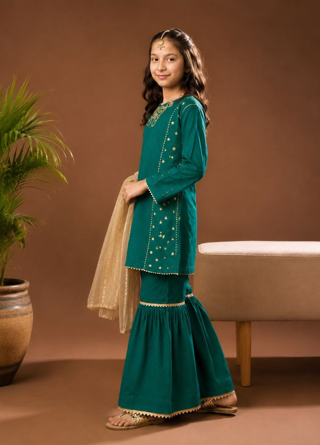 Senorita Kids RTW Hand work Viscose Raw Silk 3 Piece Suit KDD-03432 Festive Collection