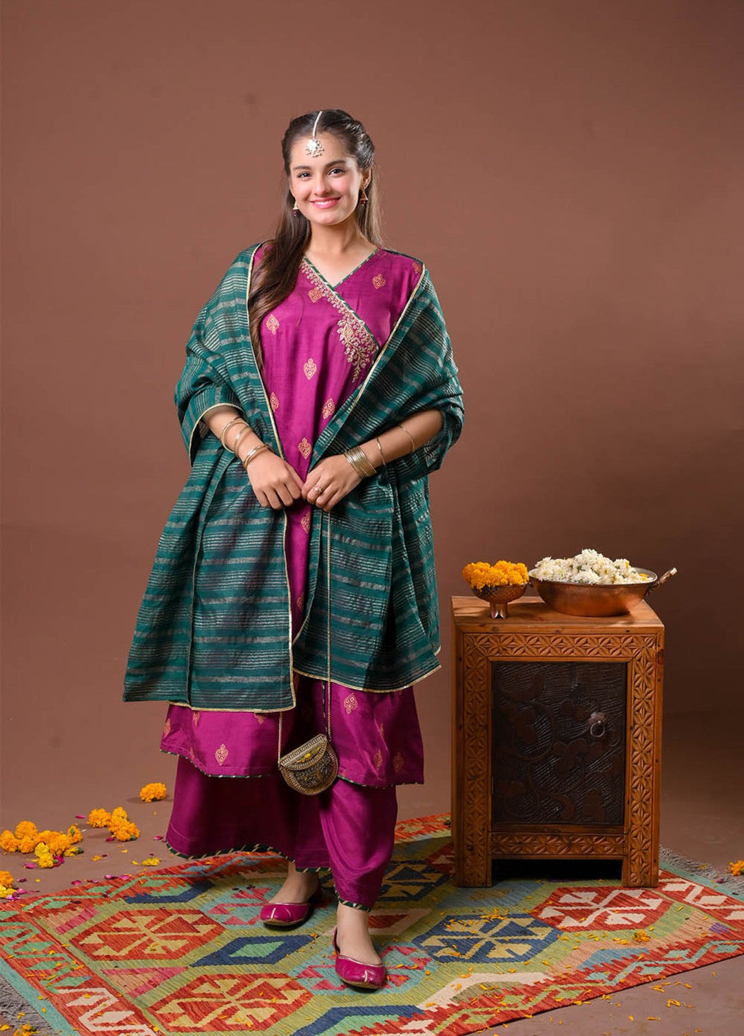 Senorita Girls RTW Hand work Viscose Raw Silk 3 Piece Suit GDD-03294 Festive Collection