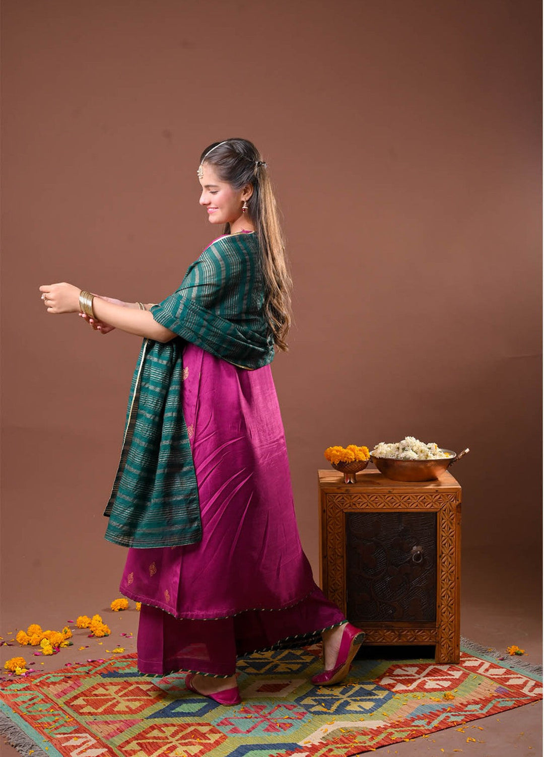 Senorita Girls RTW Hand work Viscose Raw Silk 3 Piece Suit GDD-03294 Festive Collection