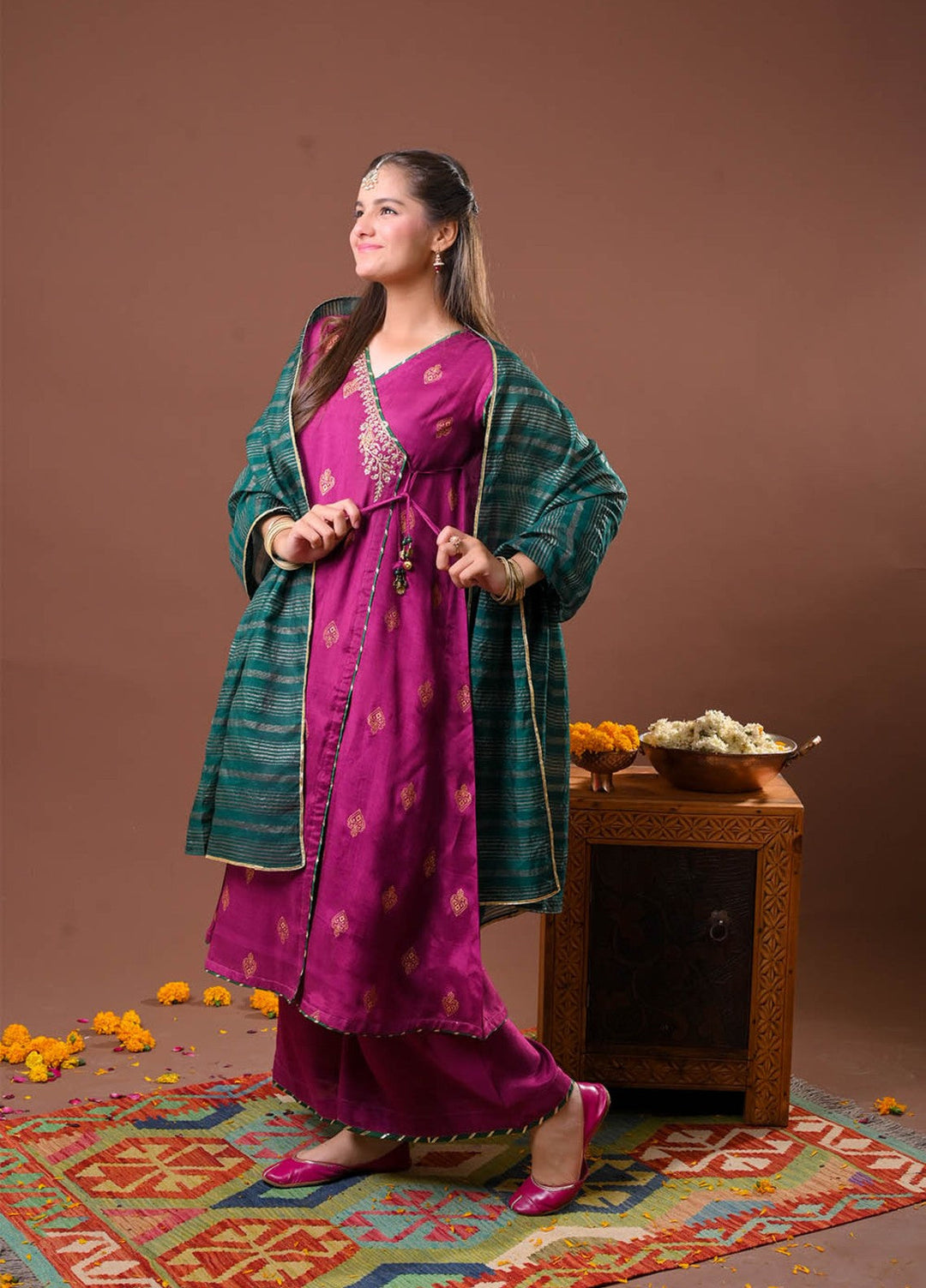 Senorita Girls RTW Hand work Viscose Raw Silk 3 Piece Suit GDD-03294 Festive Collection