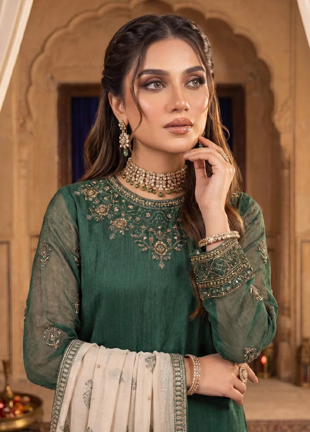 Salitex Women Unstitched Embroidered Khaadi Net 3 Piece Suit SUNS8NO516 Festive Collection