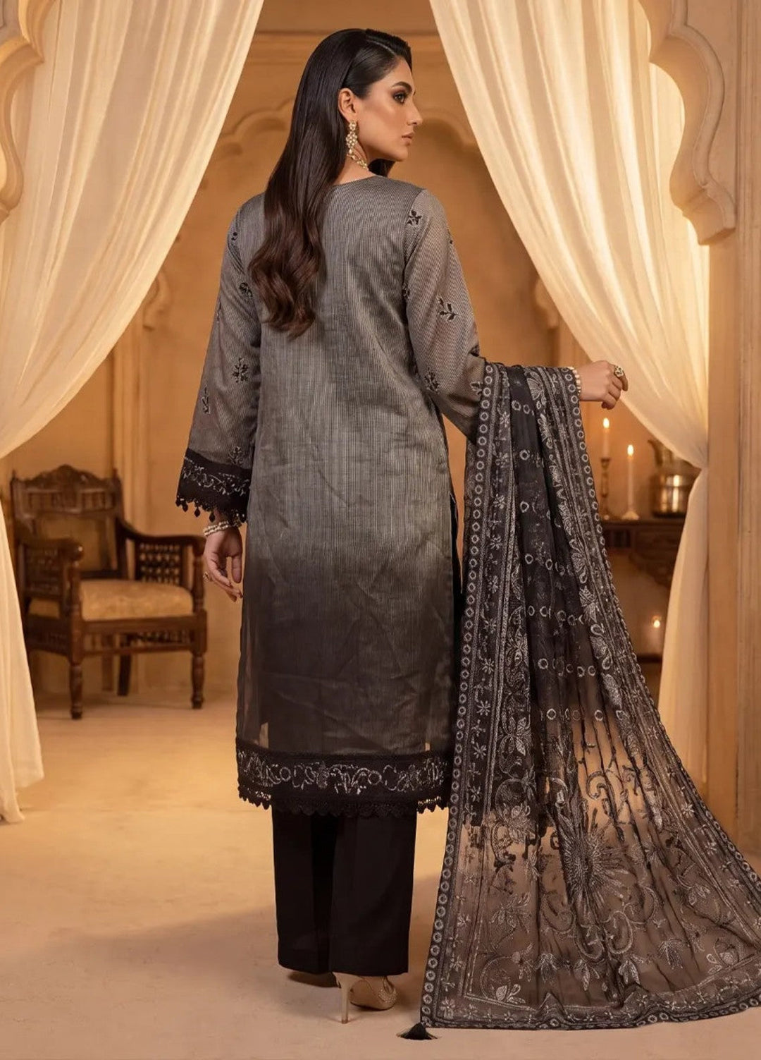 Salitex Women Unstitched Embroidered Khaadi Net 3 Piece Suit SUNS8NO522 Festive Collection