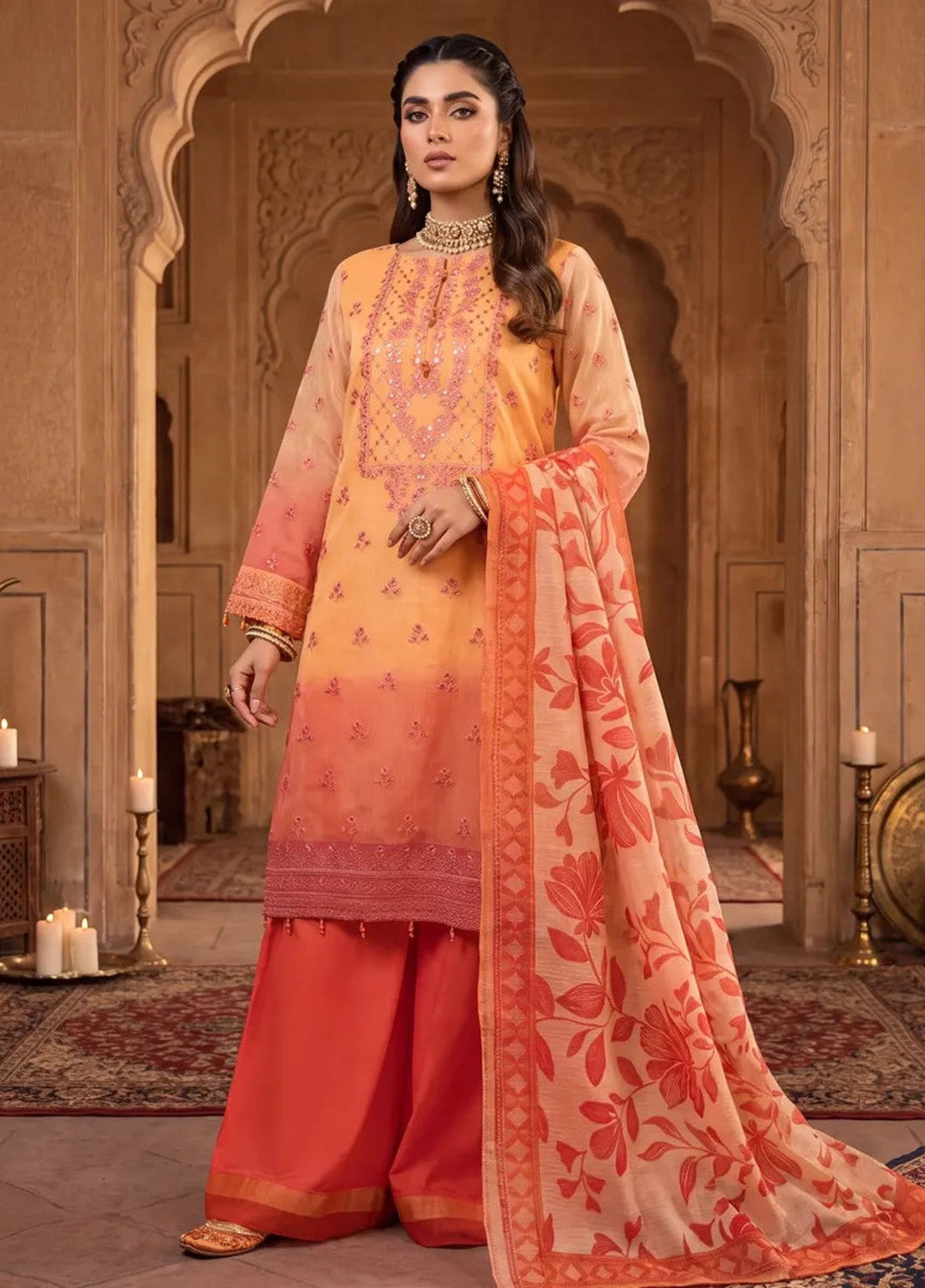 Salitex Women Unstitched Embroidered Khaadi Net 3 Piece Suit SUNS8NO523 Festive Collection