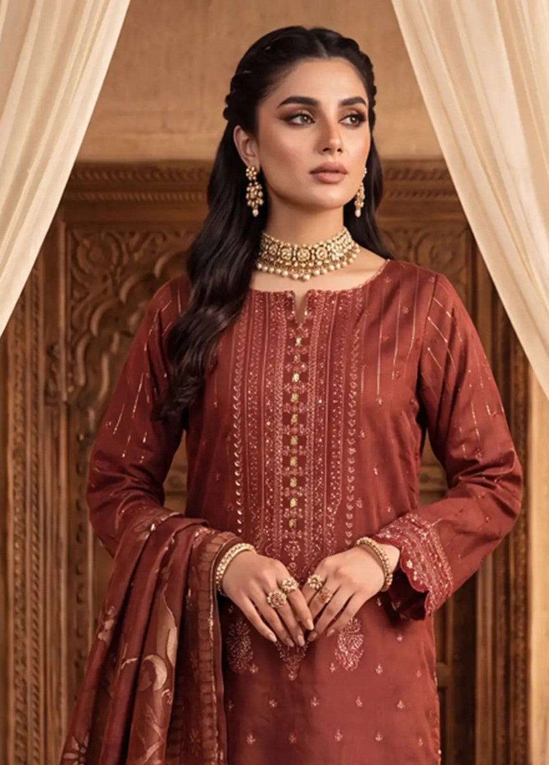Salitex Women Unstitched Embroidered Cotton Net 3 Piece Suit SUNS8NO501 Festive Collection