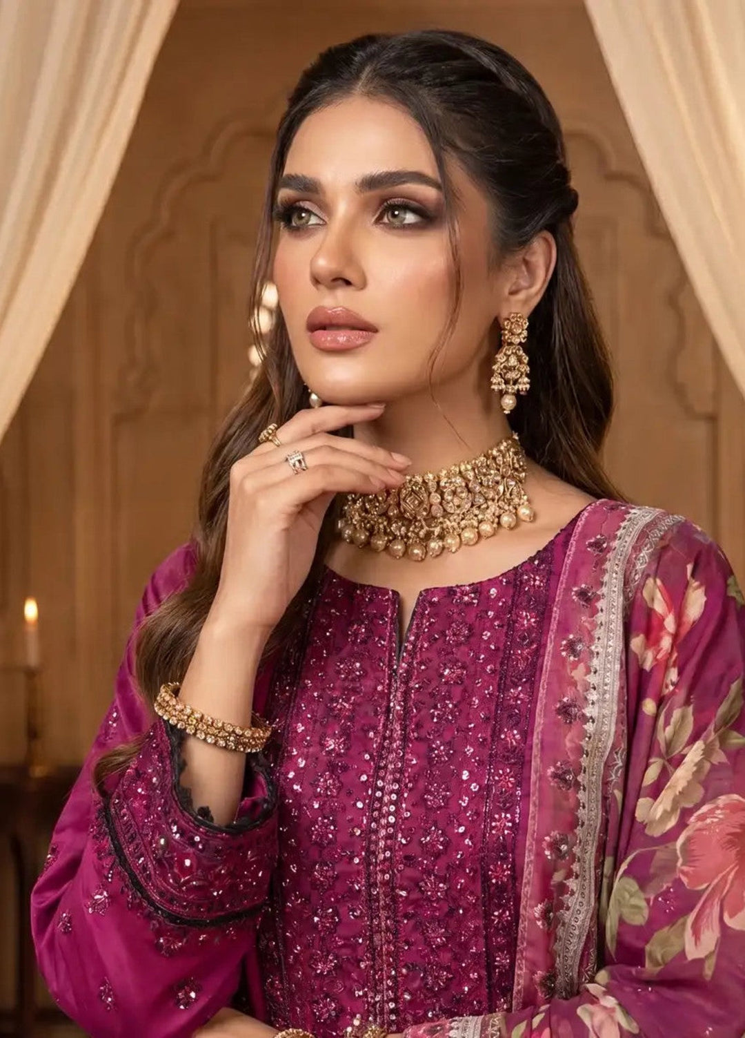 Salitex Women Unstitched Embroidered Cotton Silk 3 Piece Suit SUNS8NO502 Festive Collection