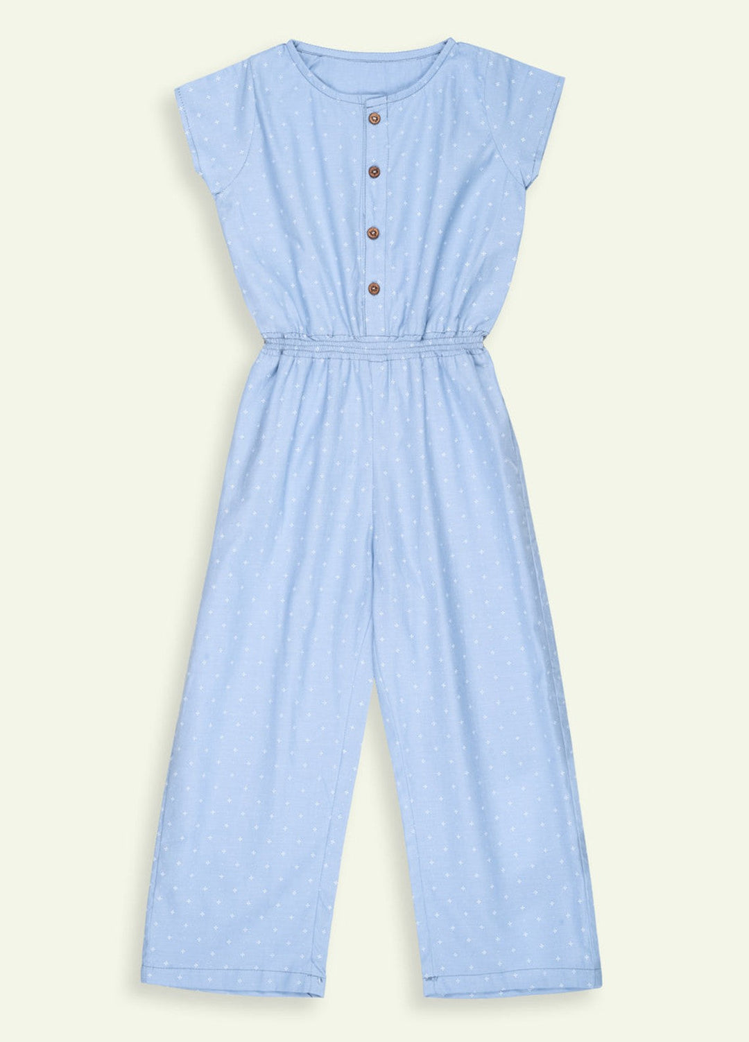 Ixample Kids RTW Printed Cotton 1 Piece Suit Sky Blue Wide-Leg Casual Collection