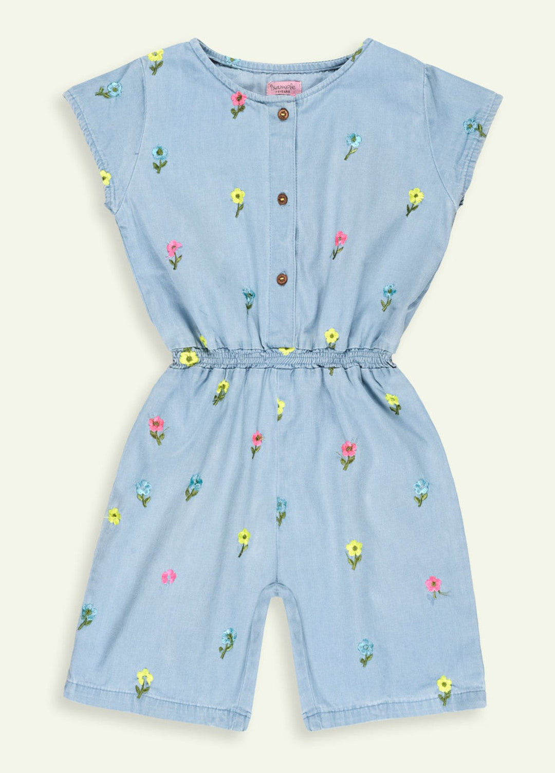Ixample Kids RTW Embroidered Denim 1 Piece Suit Floral Playsuit Casual Collection