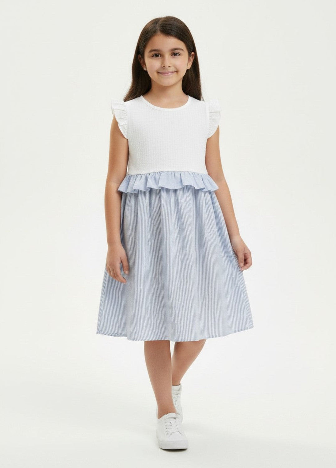 Ixample Kids RTW Textured Cotton 1 Piece Suit Blue N White Casual Collection