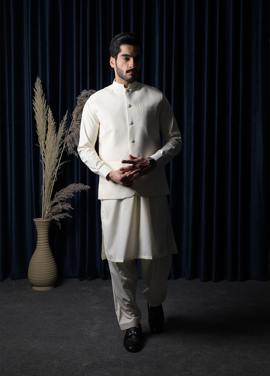 Mazham Mens RTW Solids Blended 3 Piece Suit Bosky Festive Collection