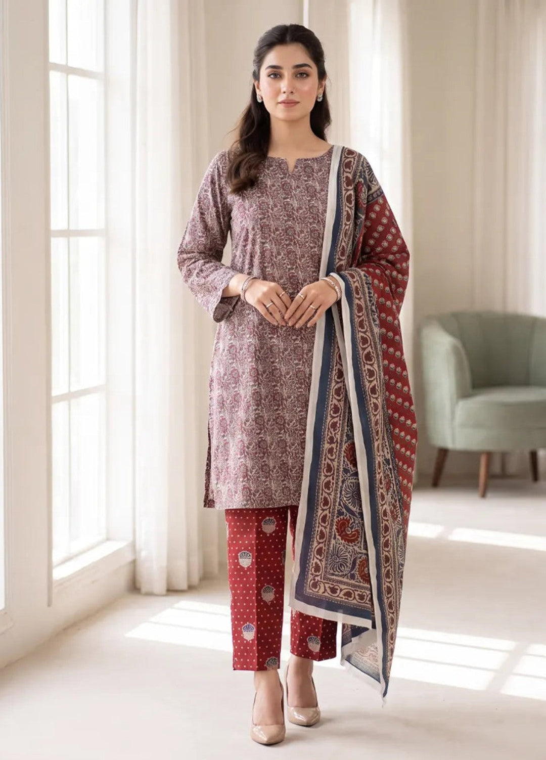 Salitex Women Unstitched Printed Lawn 3 Piece Suit SUNS8IN1145 Casual Collection