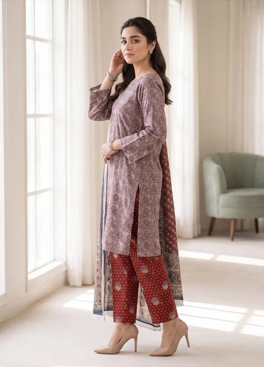 Salitex Women Unstitched Printed Lawn 3 Piece Suit SUNS8IN1145 Casual Collection