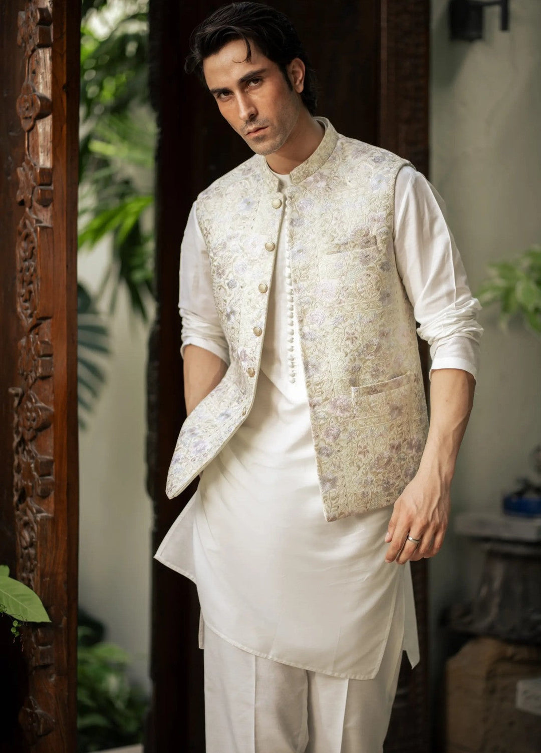 Stylish Garments Mens Waistcoat RTW Embroidered Mesuri Waistcoat Suit W-2854 Festive Collection