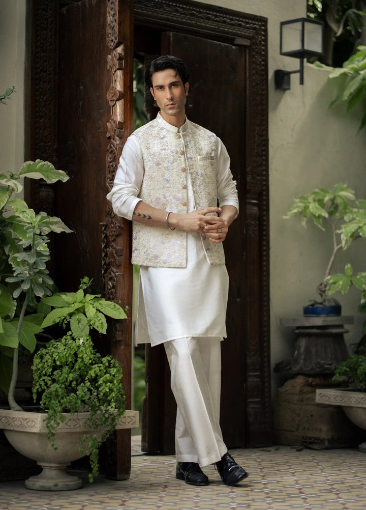 Stylish Garments Mens Waistcoat RTW Embroidered Mesuri Waistcoat Suit W-2854 Festive Collection