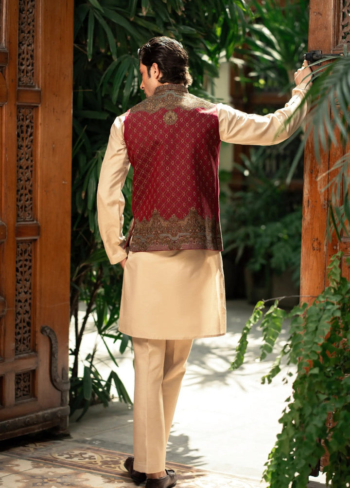 Stylish Garments Mens Waistcoat RTW Embroidered Mesuri Waistcoat Suit W-3007 Festive Collection
