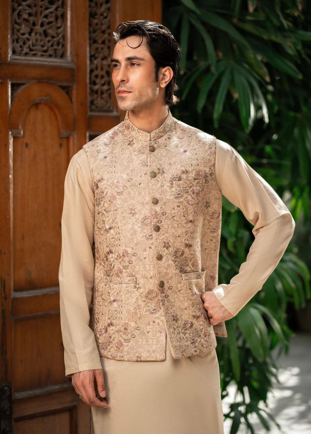 Stylish Garments Mens Waistcoat RTW Embroidered Mesuri Waistcoat Suit W-2852 Festive Collection