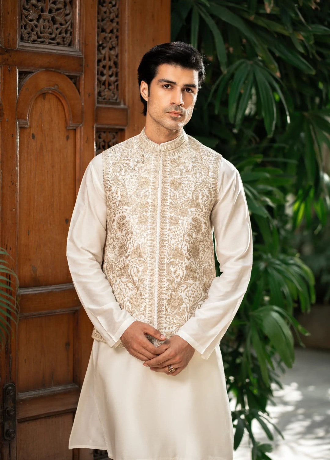 Stylish Garments Mens Waistcoat RTW Embroidered Mesuri Waistcoat Suit W-2997 Festive Collection