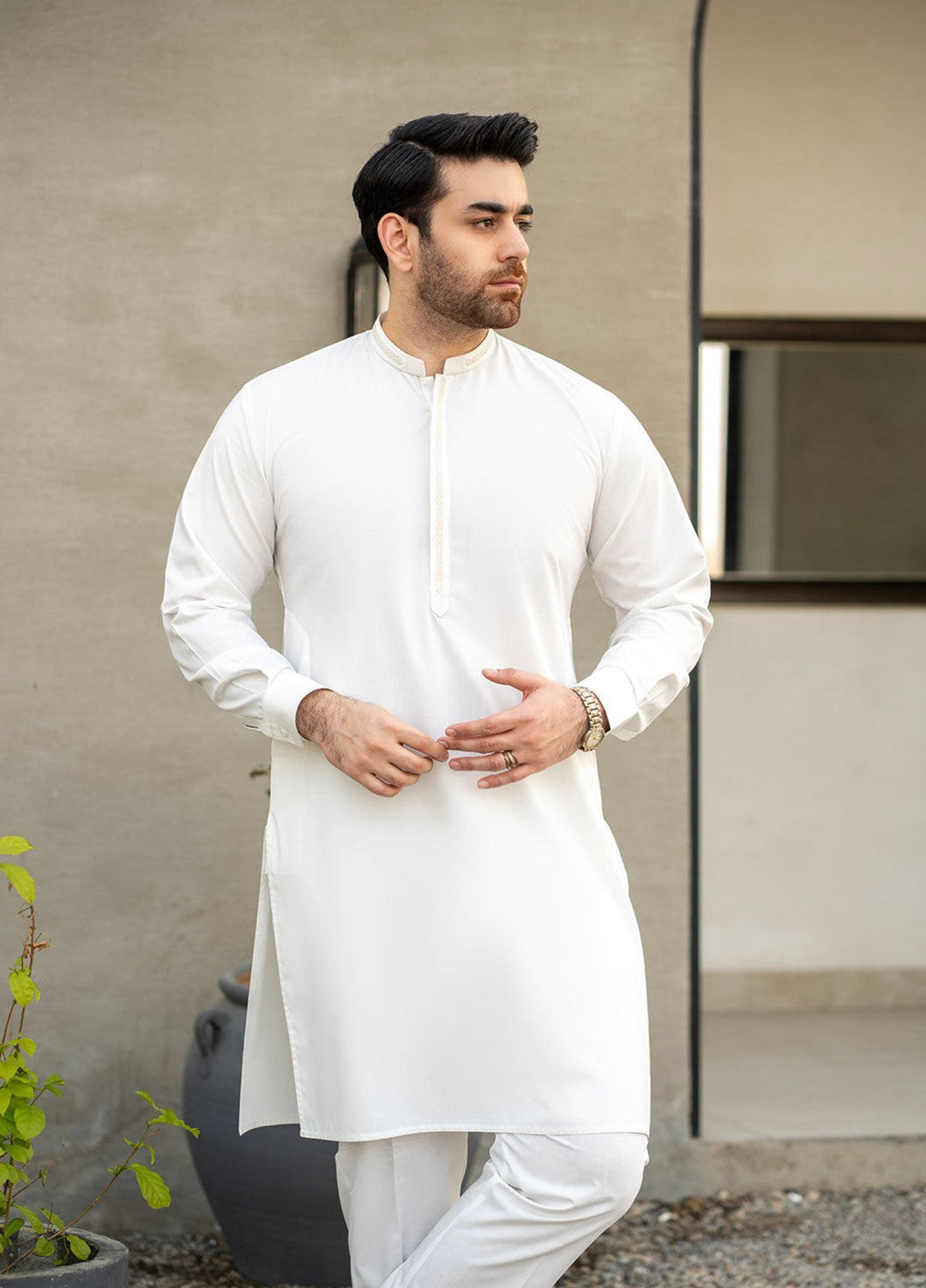 Stylish Garments Mens RTW Embroidered Wash N Wear Kurta Pajama Suit C-10210 Festive Collection