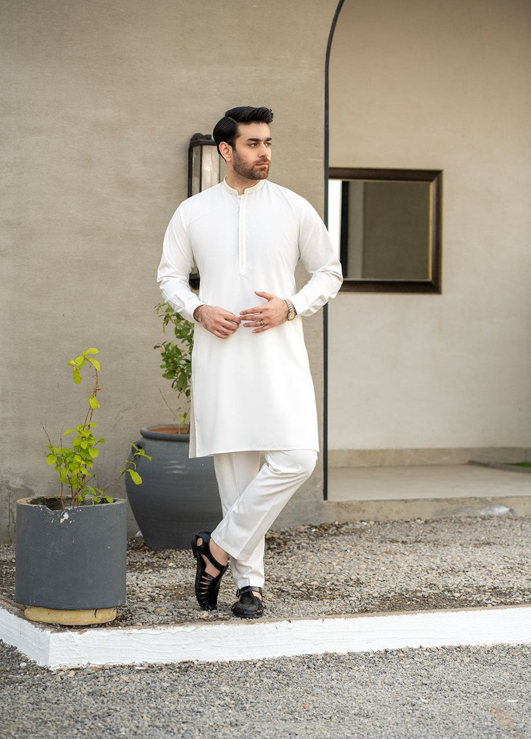 Stylish Garments Mens RTW Embroidered Wash N Wear Kurta Pajama C-10210 Festive Collection