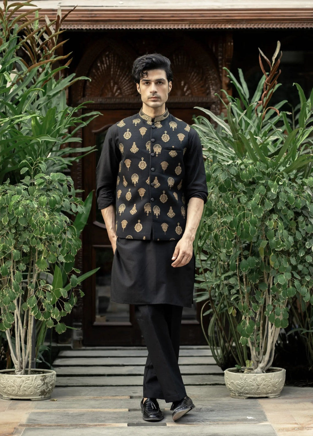 Stylish Garments Mens Waistcoat RTW Embroidered Mesuri Waistcoat Suit W-2992 Festive Collection