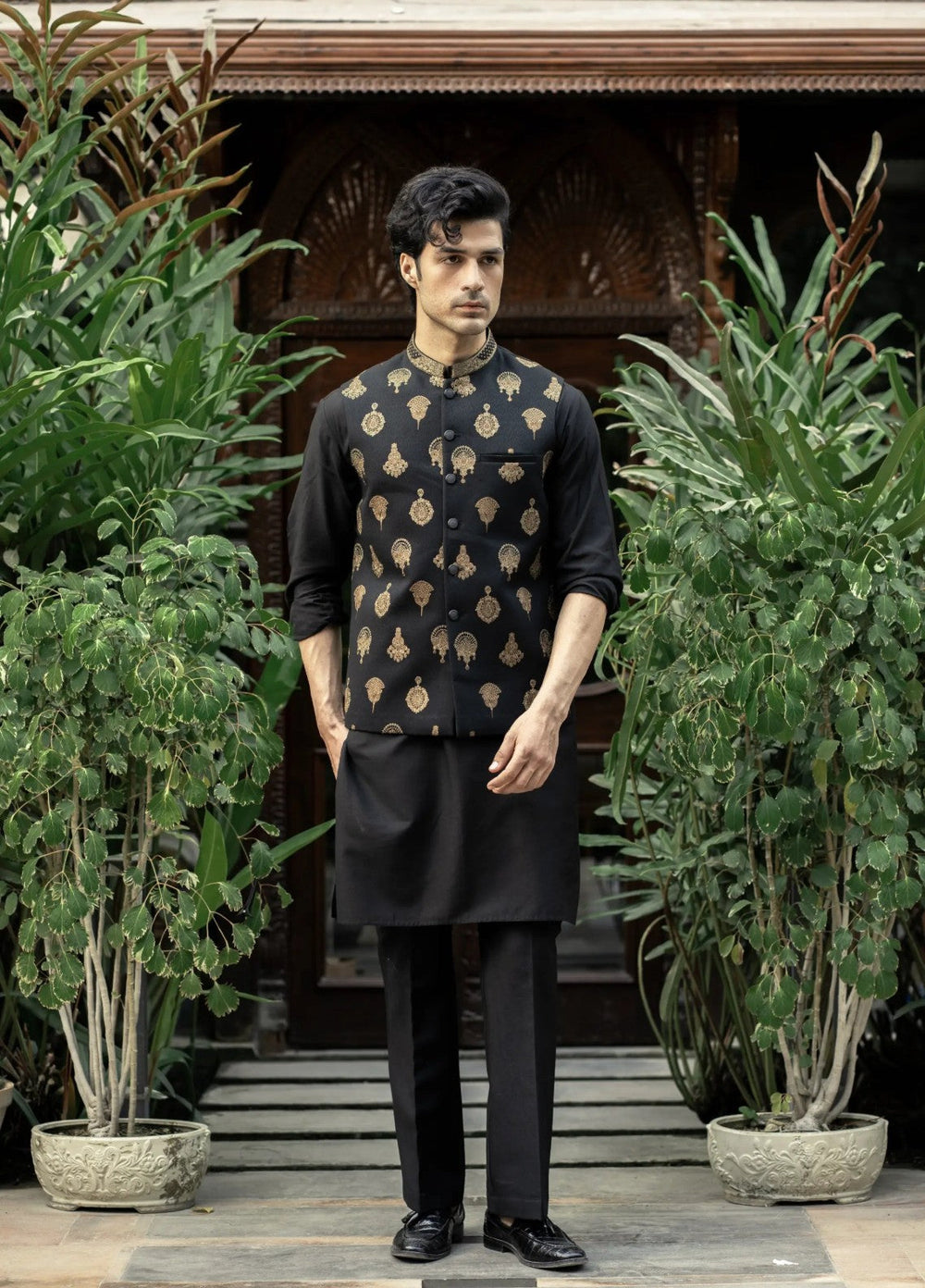 Stylish Garments Mens Waistcoat RTW Embroidered Mesuri Waistcoat Suit W-2992 Festive Collection