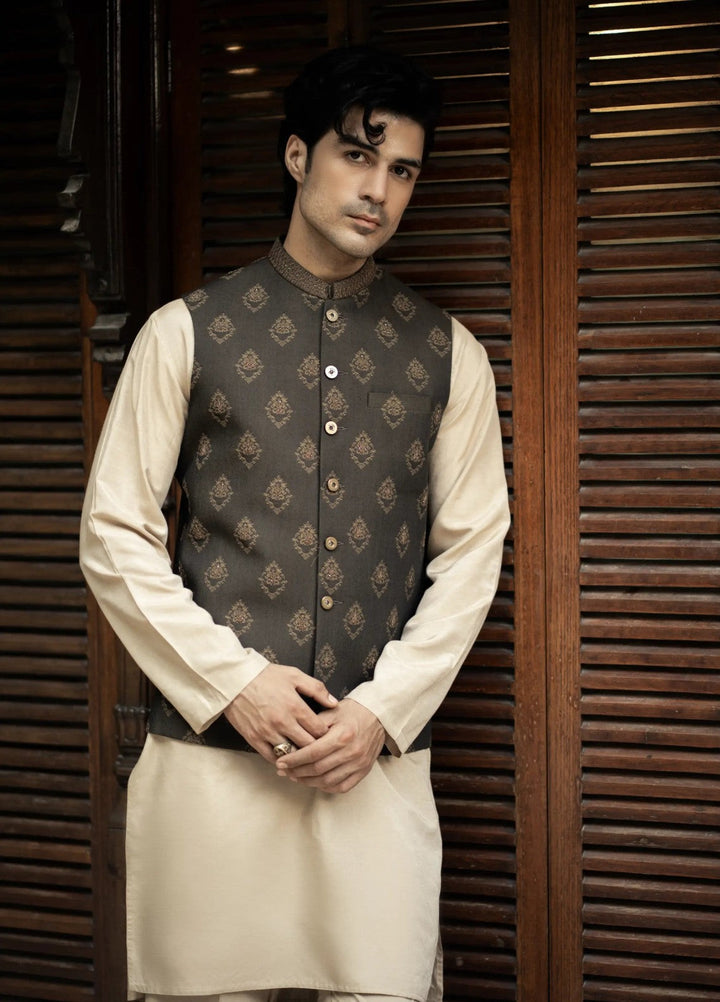 Stylish Garments Mens Waistcoat RTW Embroidered Mesuri Waistcoat Suit W-2891 Festive Collection