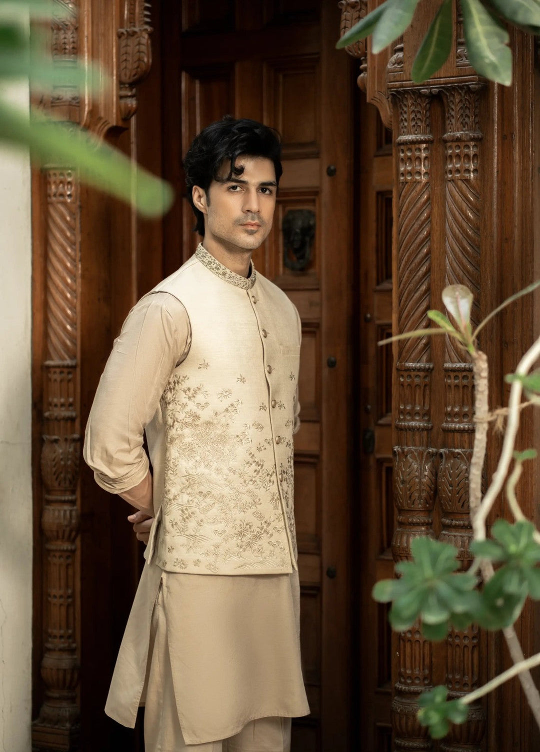 Stylish Garments Mens Waistcoat RTW Embroidered Mesuri Waistcoat Suit W-3014 Festive Collection