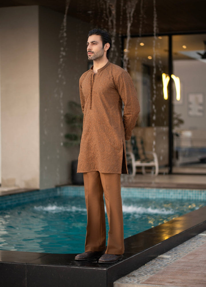 Stylish Garments Mens RTW Embroidered Suiting Kurta Pajama Suit FD-5067 Festive Collection