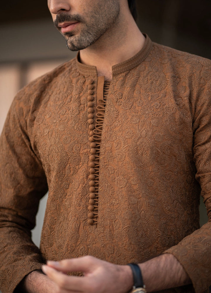 Stylish Garments Mens RTW Embroidered Suiting Kurta Pajama Suit FD-5067 Festive Collection