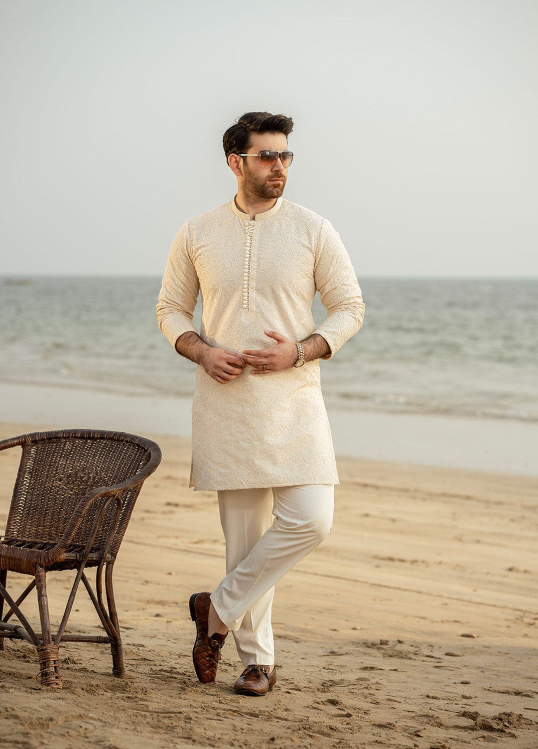Stylish Garments Mens RTW Embroidered Cotton Kurta Pajama FD-5066 Festive Collection
