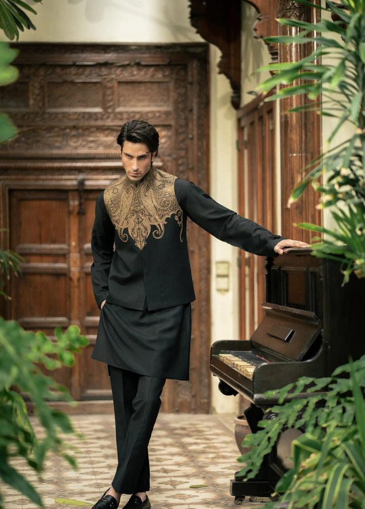Stylish Garments Mens Waistcoat RTW Embroidered Mesuri Waistcoat Suit W-3016 Festive Collection