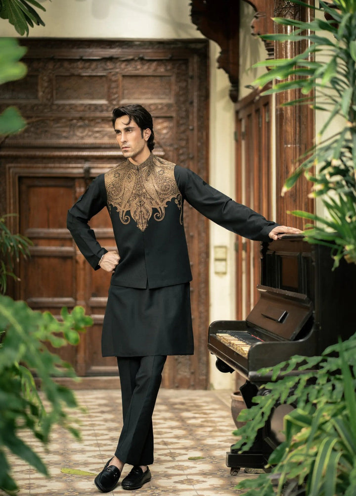 Stylish Garments Mens Waistcoat RTW Embroidered Mesuri Waistcoat Suit W-3016 Festive Collection