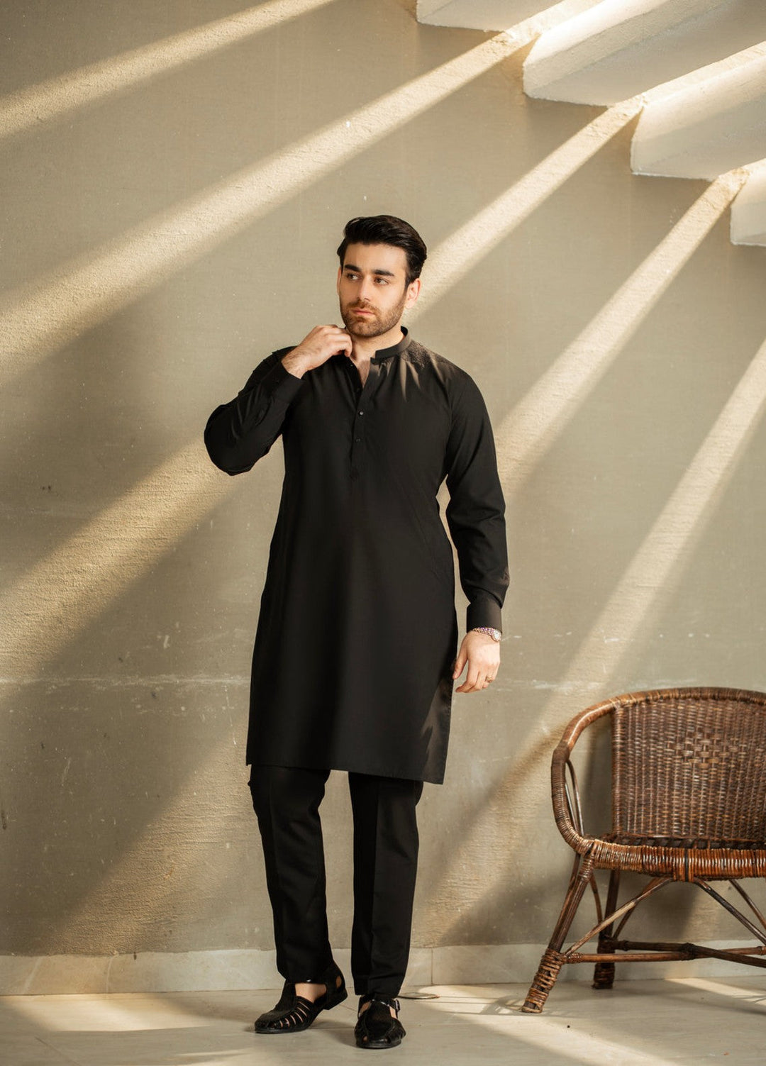 Stylish Garments Mens RTW Embroidered Wash N Wear Kurta Pajama C-10215 Festive Collection