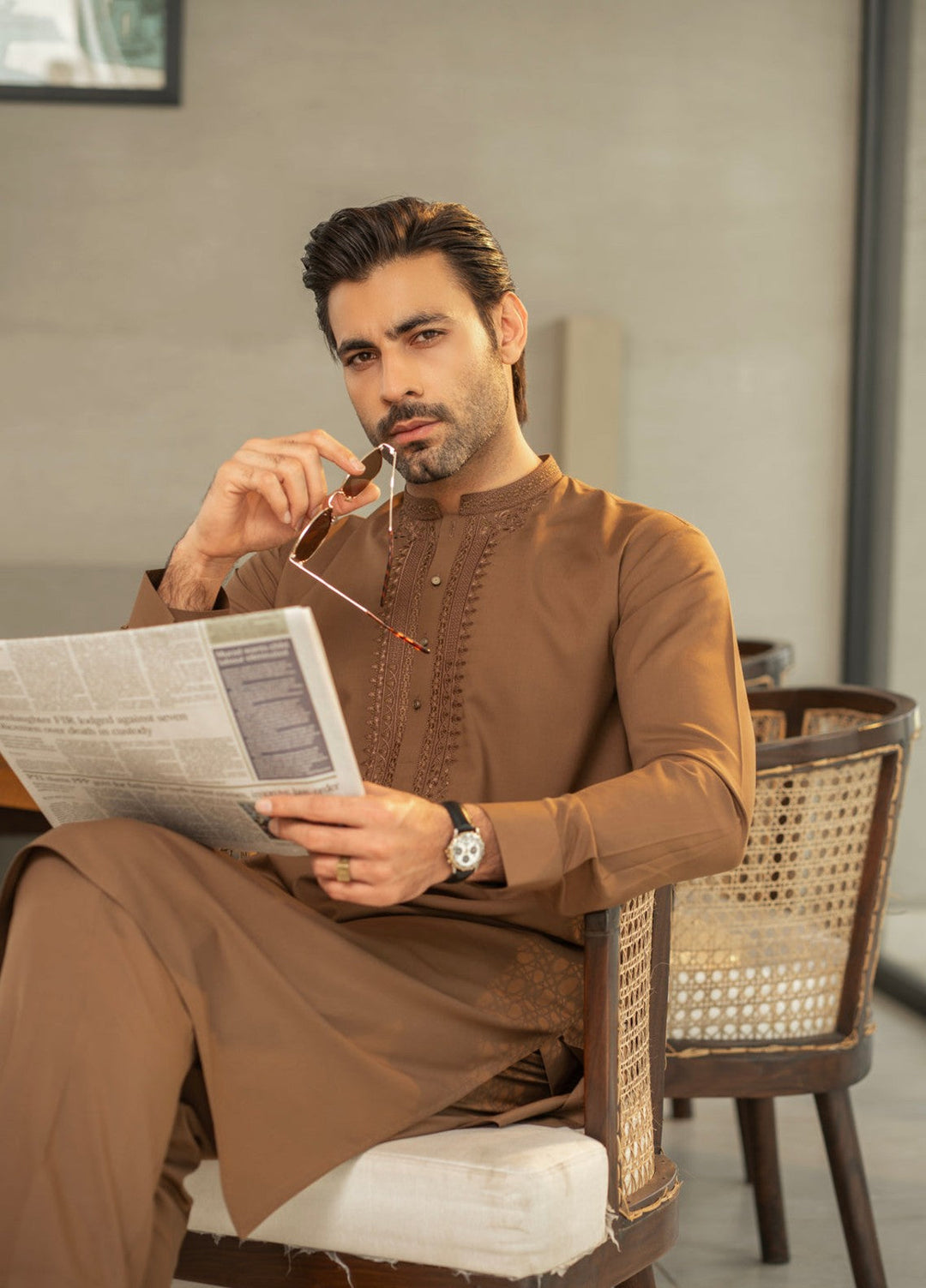 Stylish Garments Mens RTW Embroidered Cotton Kurta Pajama Suit C-10207 Festive Collection