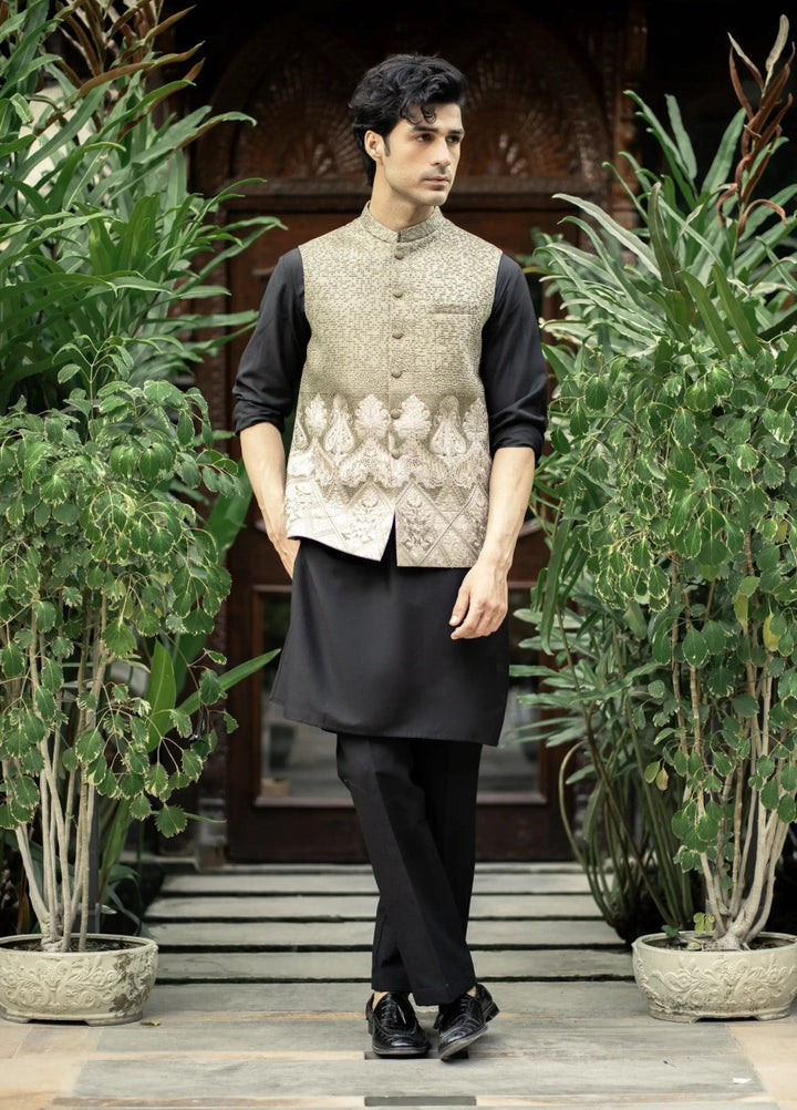Stylish Garments Mens Waistcoat RTW Embroidered Mesuri Waistcoat Suit W-2867 Festive Collection