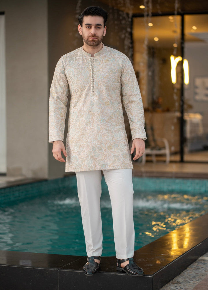 Stylish Garments Mens RTW Embroidered Wash N wear Kurta Pajama FD-5069 Festive Collection