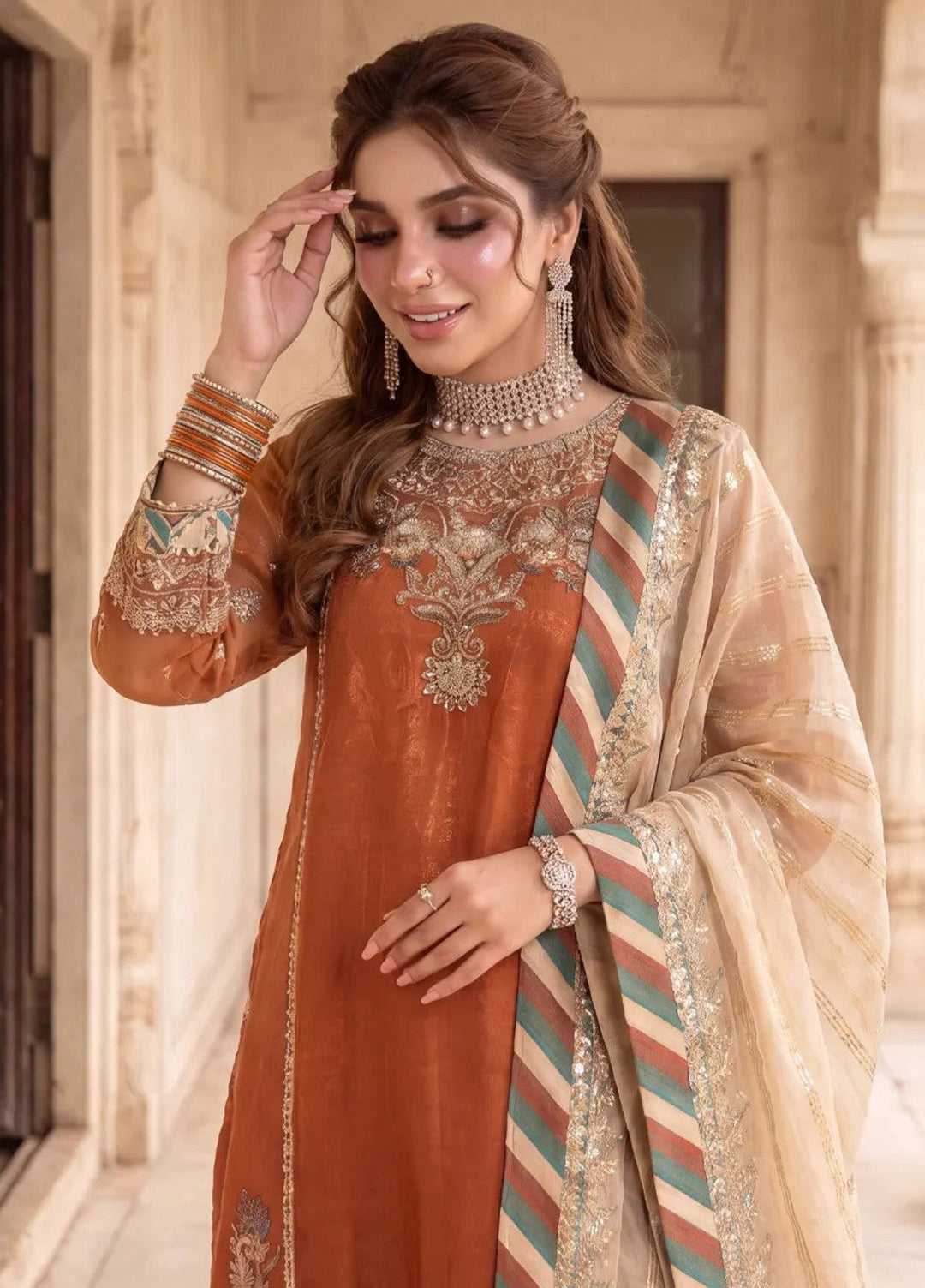 Salitex Unstitched Embroidered Organza 3 Piece Suit SUNS8JI511 Festive Collection