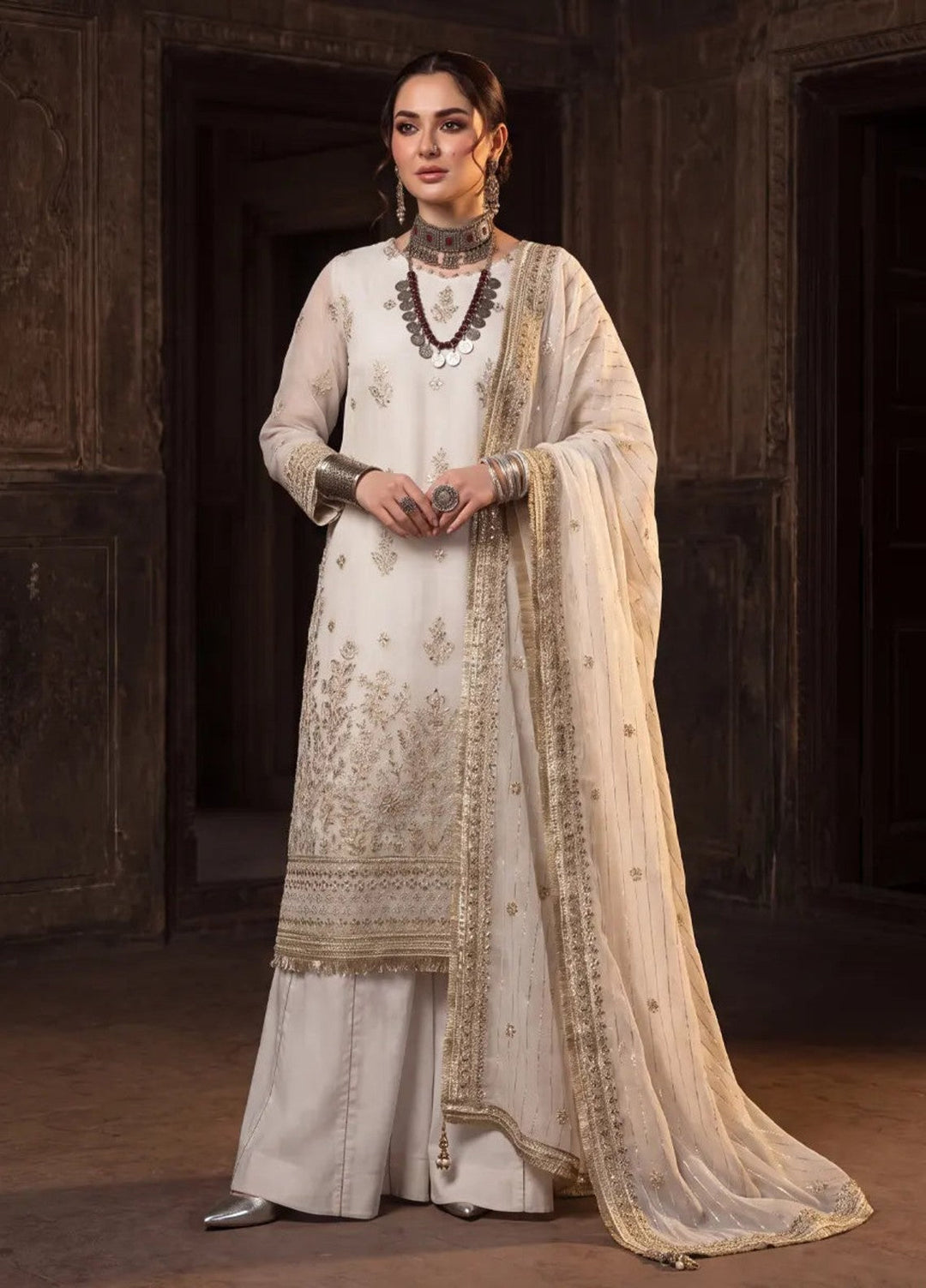Salitex Unstitched Embroidered Organza 3 Piece Suit SUNS8JI508 - Festive Collection