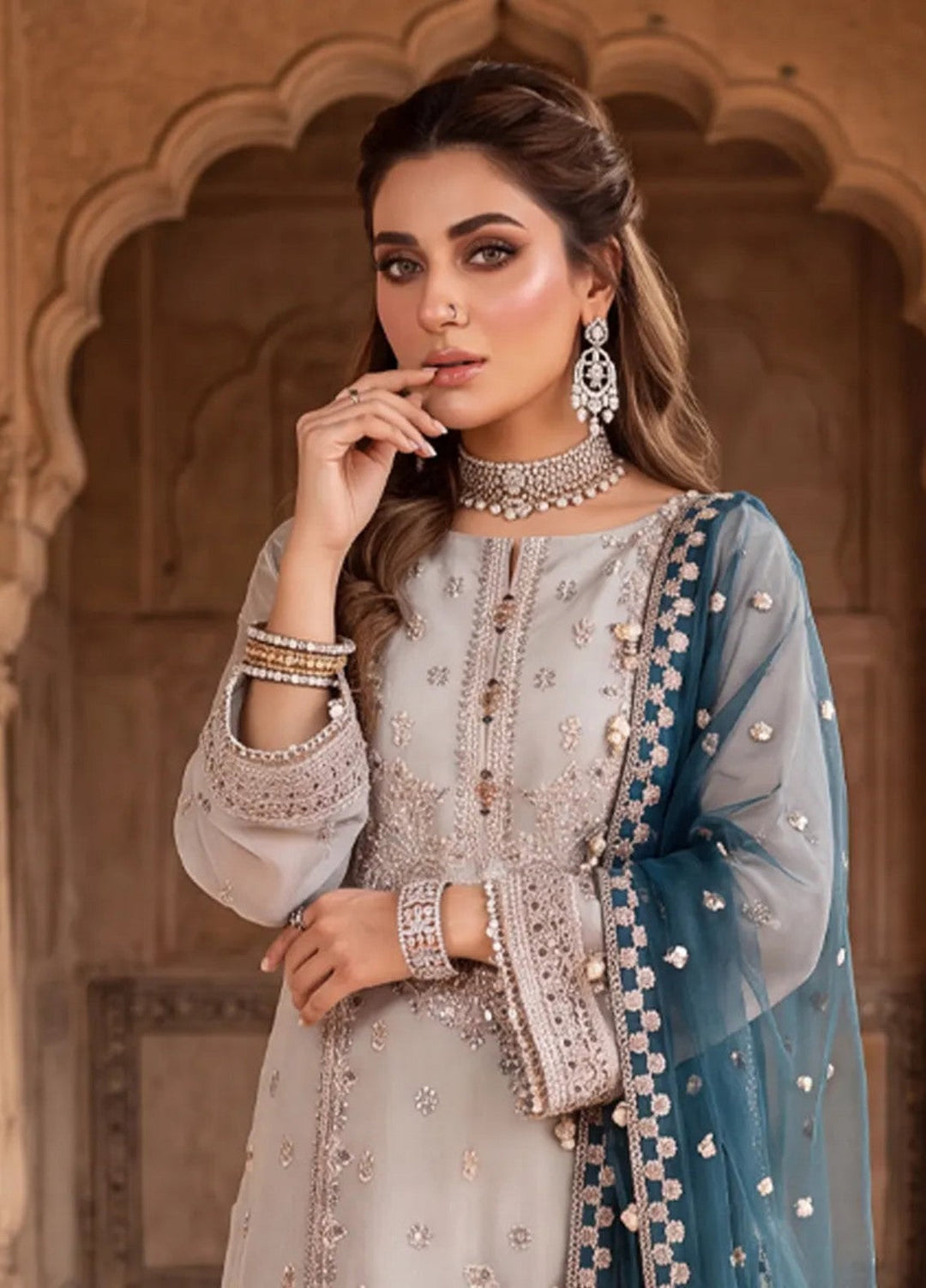 Salitex Unstitched Embroidered Organza 3 Piece Suit SUNS8JI507 Festive Collection