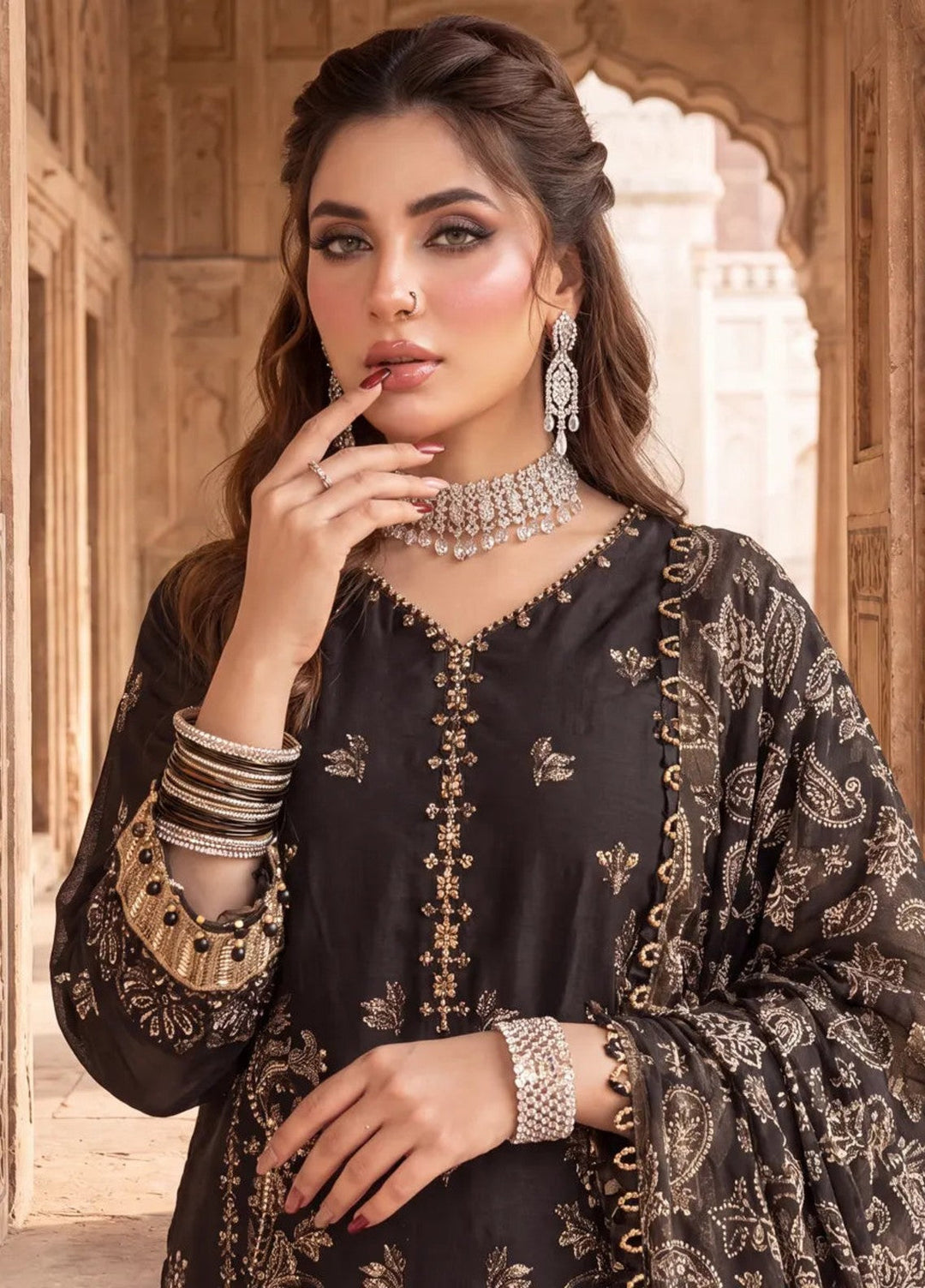 Salitex Unstitched Embroidered Cotton 3 Piece Suit SUNS8JI506 - Festive Collection