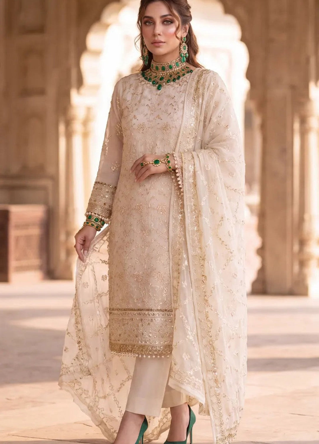 3PC Unstitched Festive Embroidered Suit (SUNS8JI503)