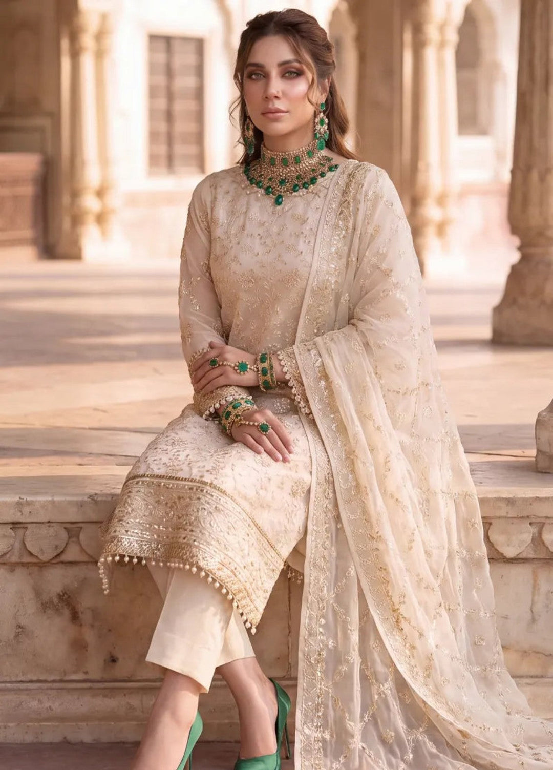 Salitex Unstitched Embroidered Cotton Net 3 Piece Suit SUNS8JI503 - Festive Collection
