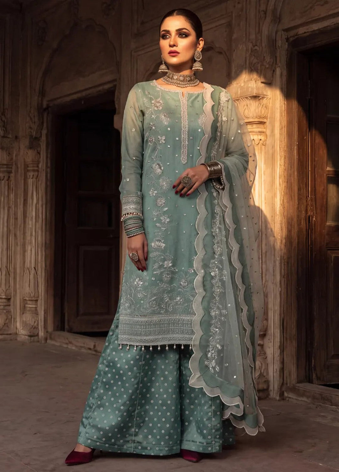 Salitex Unstitched Embroidered Khaadi Net 3 Piece Suit SUNS8JI516 - Festive Collection