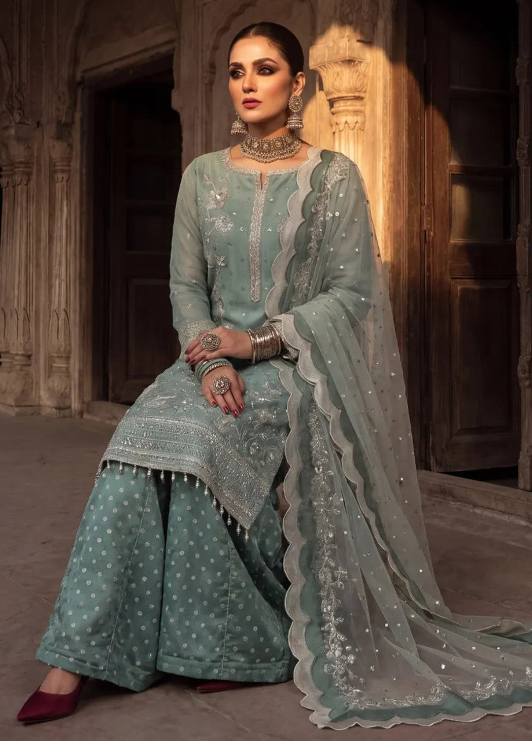 Salitex Unstitched Embroidered Khaadi Net 3 Piece Suit SUNS8JI516 - Festive Collection