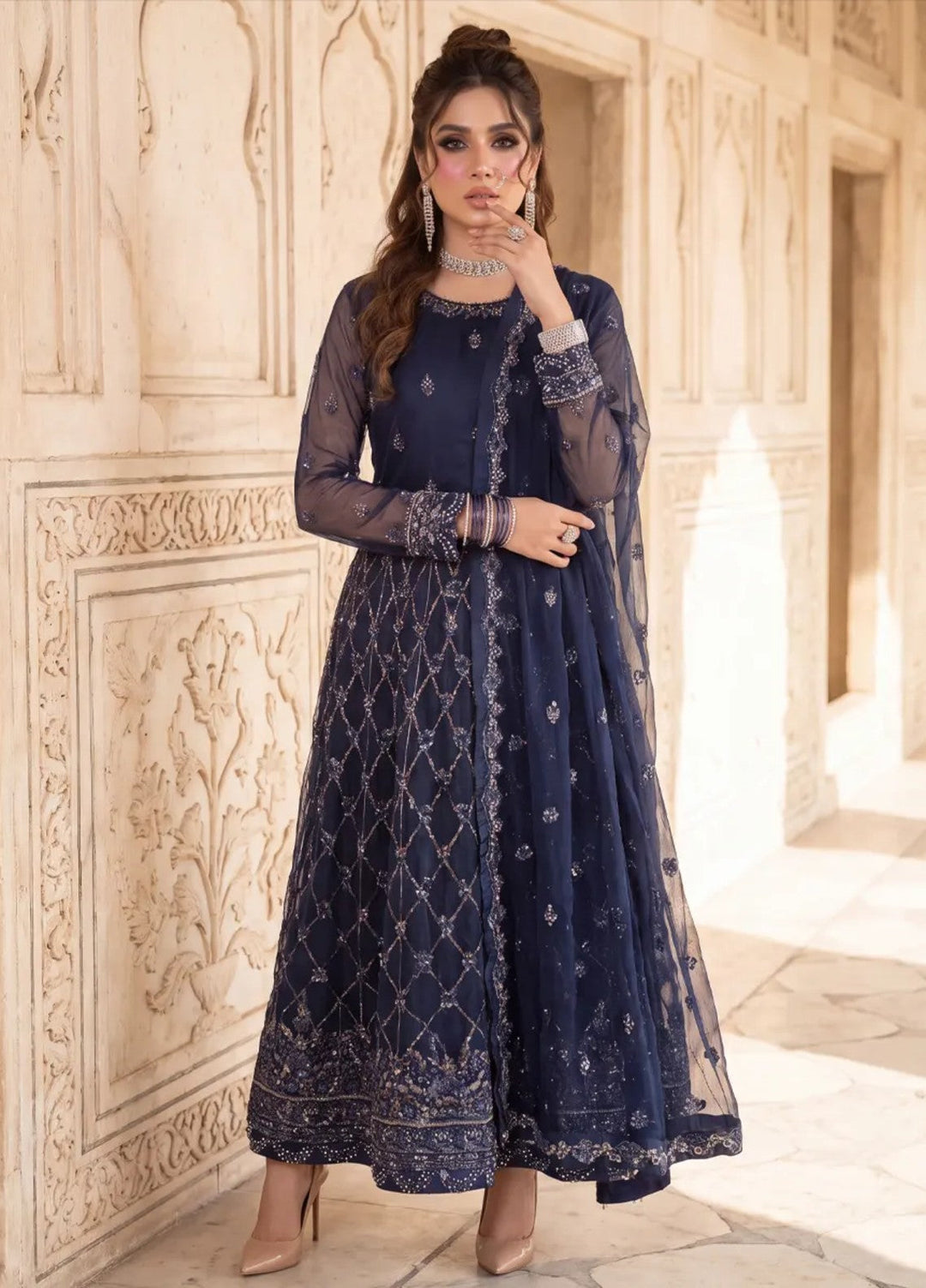 Salitex Unstitched Embroidered Net 3 Piece Suit SUNS8JI521 - Festive Collection