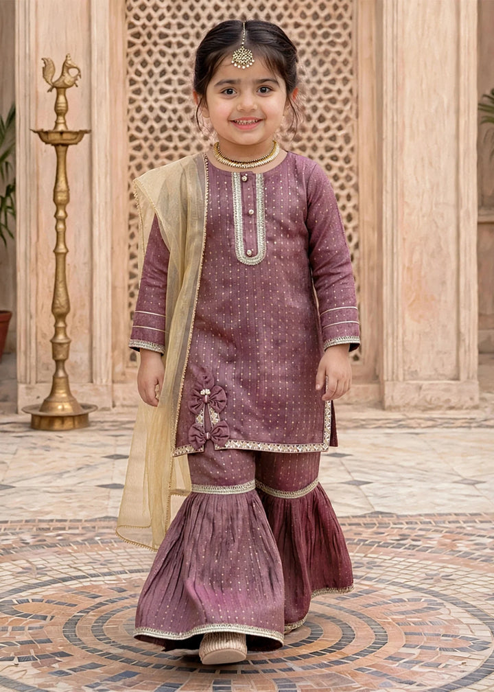 Modest Girls RTW Printed Mesuri 3 Piece Suit 11420 Magenta Festive Collection