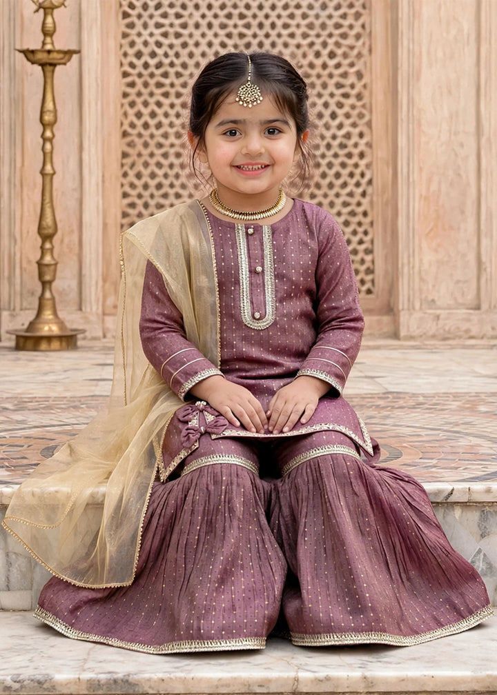 Modest Girls RTW Printed Mesuri 3 Piece Suit 11420 Magenta Festive Collection