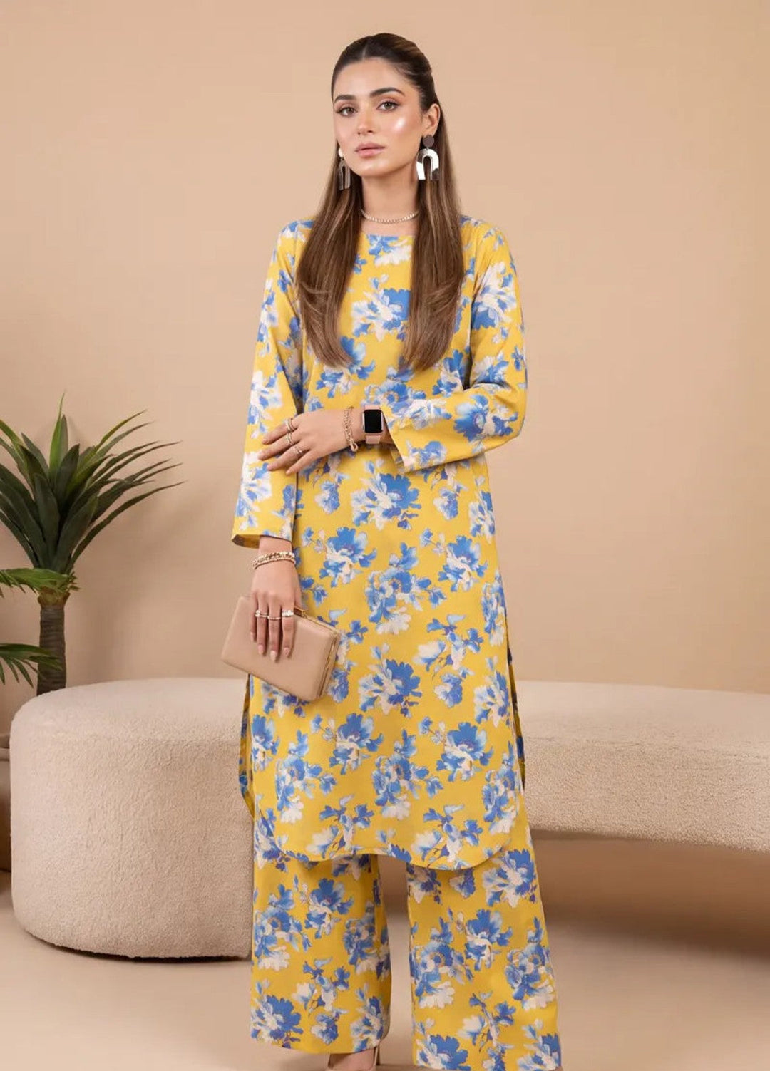 2PC Unstitched Printed Lawn Suit ( SUNS82AG2054)